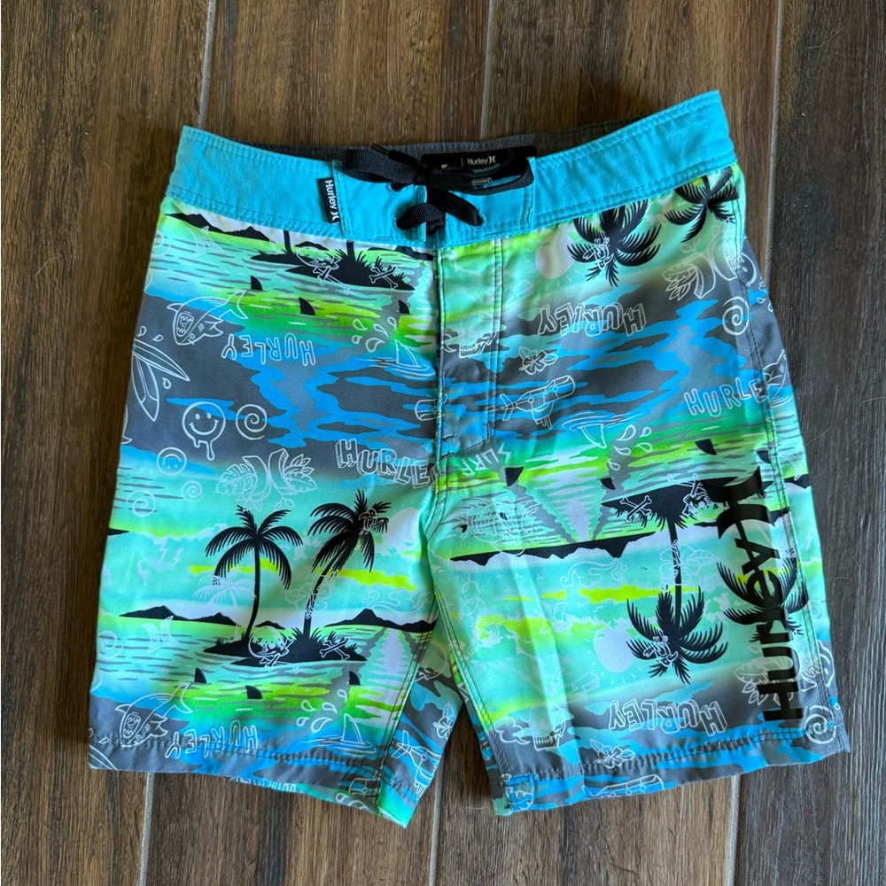 Hurley Blue and Green Patterned Boardshorts